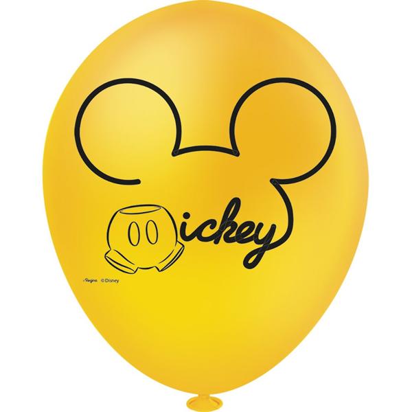 Balões de Aniversário, Mickey Mouse, Látex, 9", Regina Festas - PT 25 UN