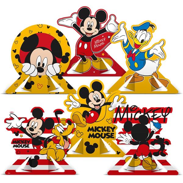 Decoração de Mesa Infantil Mickey Disney, Regina Festas - PT 6 UN