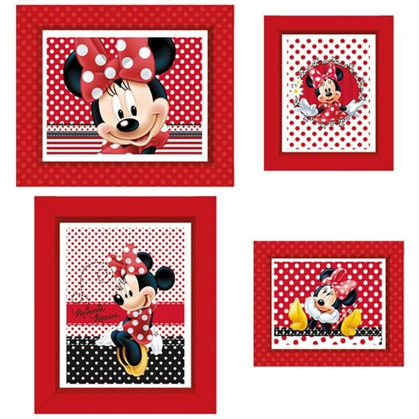 Quadro Decorativo Minnie Mouse Vermelha, Regina Festas - PT 4 UN