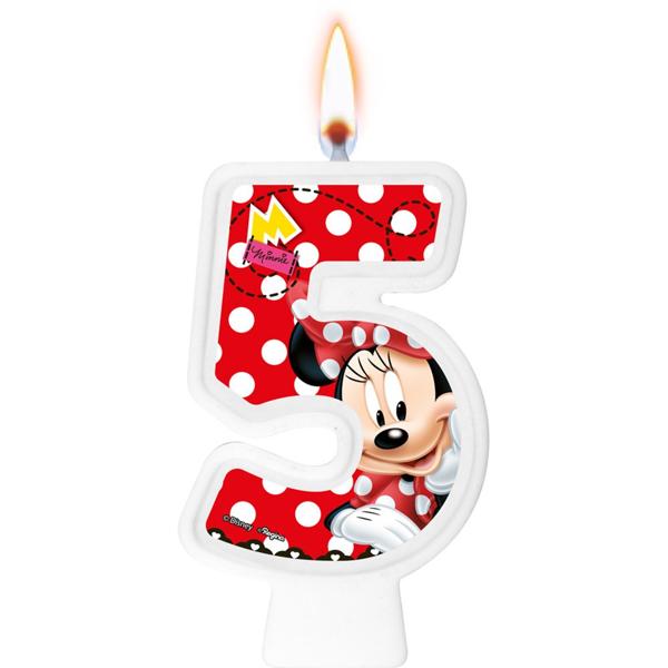 Vela de Aniversário Minnie Disney, Número 5, Regina Festas - PT 1 UN