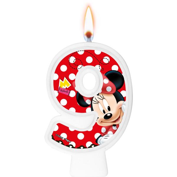 Vela de Aniversário Minnie Disney, Número 9, Regina Festas - PT 1 UN