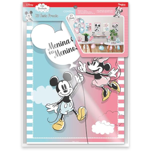 Kit Festa Infantil Chá Revelação, Mickey e Minnie, Regina Festas - PT 1 UN