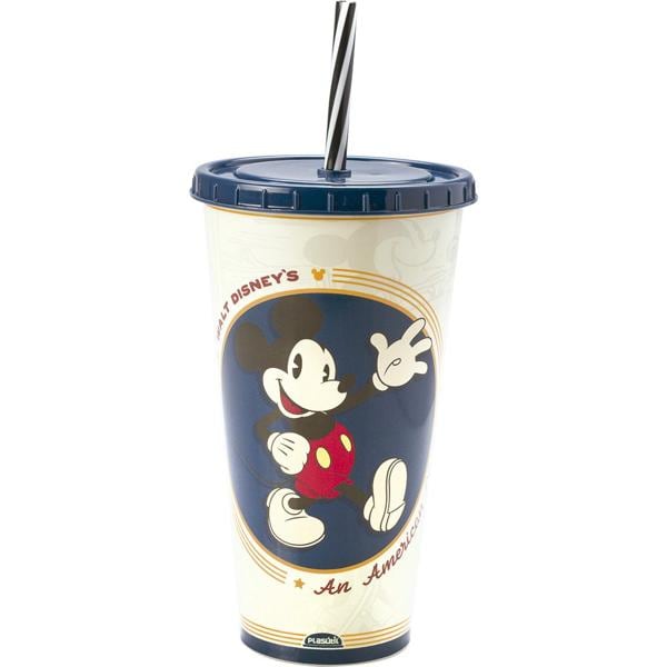 Copo para Festa Infantil, Mickey Mouse, com Canudo, 500ml, Plasutil - PT 1 UN