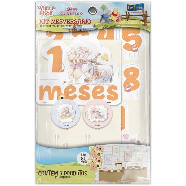 Kit mesversário, Ursinho Pooh Baby, Festcolor - PT 1 UN