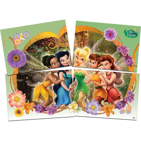 Painel Decorativo para Festa Infantil Fadas Disney, 4 partes, Festcolor - PT 1 UN