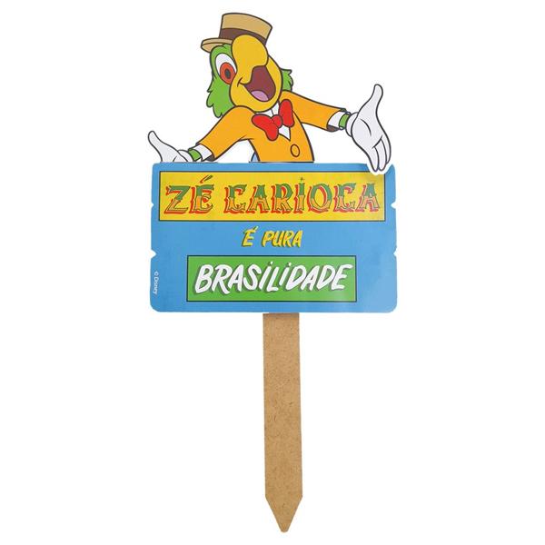 Mini Placa para Jardim Decorativas, Zé Carioca, em MDF, Grinfest - PT 1 UN