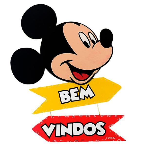 Placa de Aniversário Disney, Mickey Disney, em MDF, Grinfest - PT 1 UN