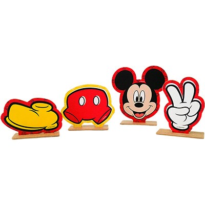 Enfeites de Mesa Infantil Mickey Disney, em MDF, Grinfest - PT 4 UN