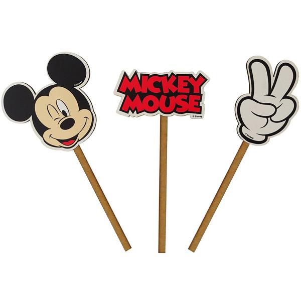 Palito Decorativo Mickey Mouse, em MDF, Grinfest - PT 3 UN