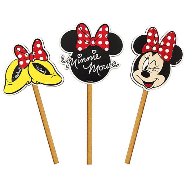 Palito Decorativo Minnie Disney, em MDF, Grinfest - PT 3 UN