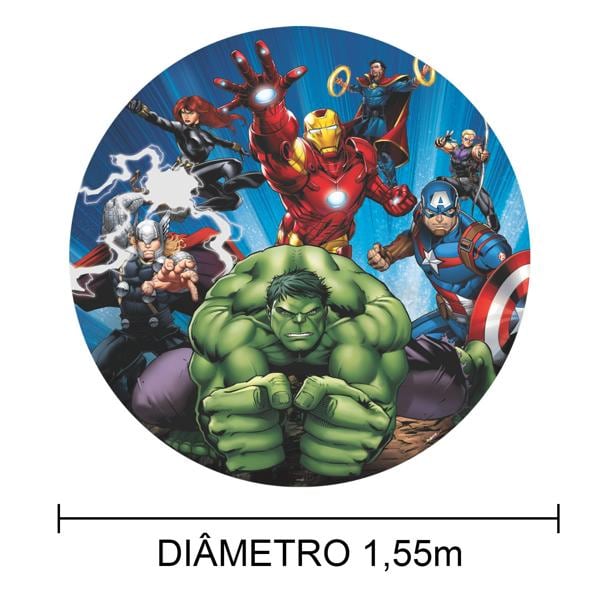 Painel Decorativo para Festa Infantil Vingadores Avengers Marvel, Redondo, Piffer - PT 1 UN