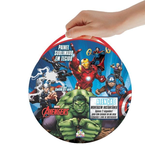 Painel Decorativo para Festa Infantil Vingadores Avengers Marvel, Redondo, Piffer - PT 1 UN