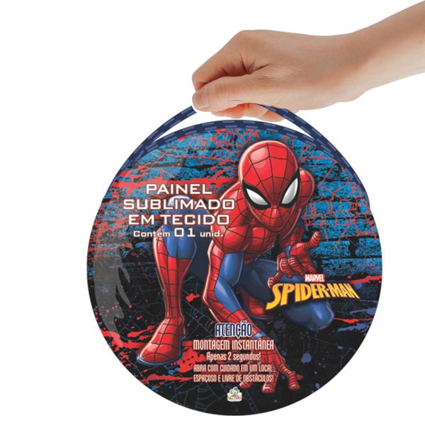 Painel Decorativo para Festa Infantil Homem-Aranha, Redondo, Piffer - PT 1 UN