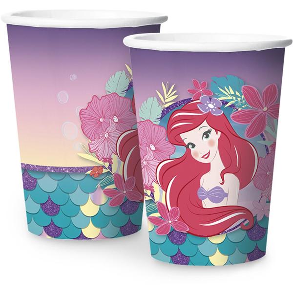 Copo para Festa Infantil, Ariel, A Pequena Sereia, 180ml, Regina Festas - PT 12 UN