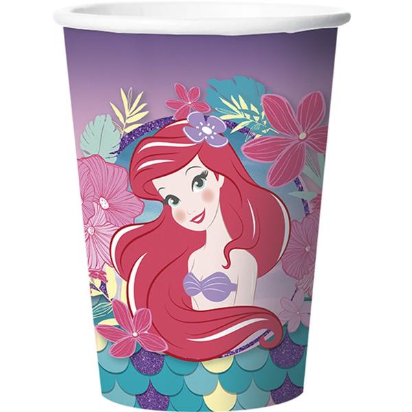 Copo para Festa Infantil, Ariel, A Pequena Sereia, 180ml, Regina Festas - PT 12 UN