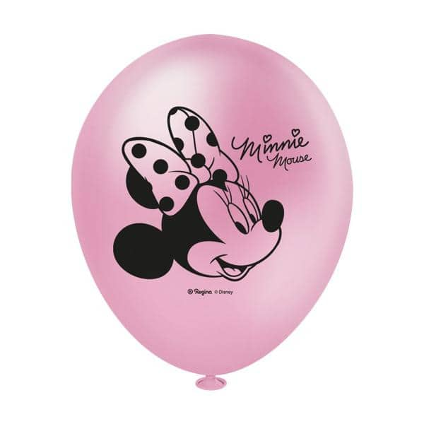 Balões de Aniversário, Minnie Mouse Rosa, Látex, 9", Regina Festas - PT 25 UN