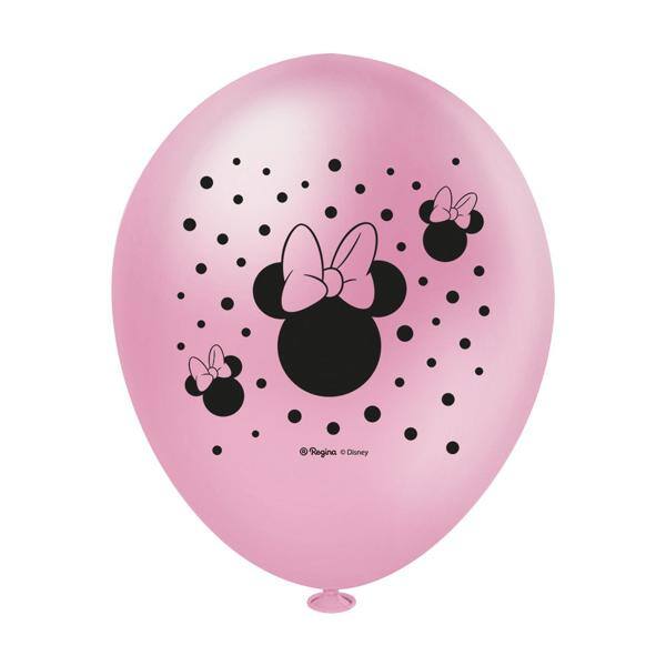 Balões de Aniversário, Minnie Mouse Rosa, Látex, 9", Regina Festas - PT 25 UN