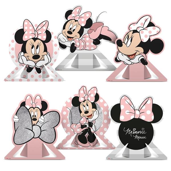 Decoração de Mesa Infantil Minnie Mouse Rosa, Regina Festas - PT 6 UN