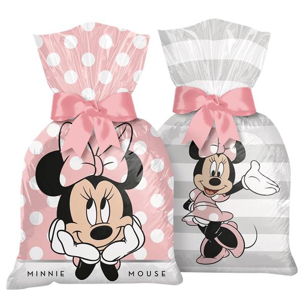 Sacola de Plástico para Lembrancinha Minnie Disney Rosa, Regina Festas - PT 12 UN