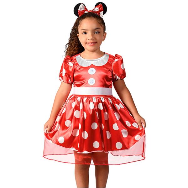 Fantasia Minnie Mouse Clássica Infantil, Tamanho G, Disney, Novabrink - PT 1 UN