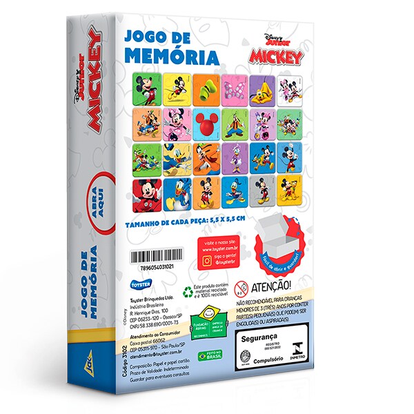 Jogo da Memória Mickey, Toyster - CX 1 UN