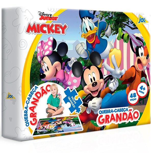 Quebra-Cabeça Grandão Mickey, Peças Grandes, 48 Peças, Toyster - CX 1 UN