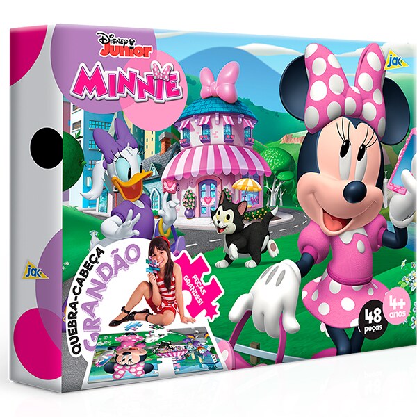 Quebra-Cabeça Grandão Minnie Mouse, Peças Grandes, 48 Peças, Toyster - CX 1 UN