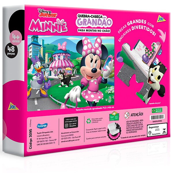 Quebra-Cabeça Grandão Minnie Mouse, Peças Grandes, 48 Peças, Toyster - CX 1 UN