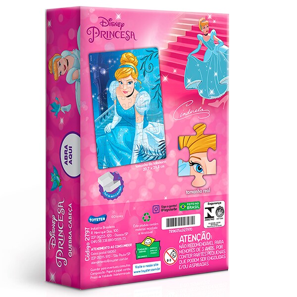 Quebra-Cabeça Princesa Cinderela, 60 Peças, Toyster - CX 1 UN