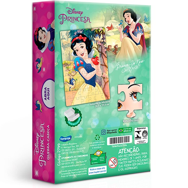 Quebra-Cabeça Princesa Branca de Neve, 60 Peças, Toyster - CX 1 UN