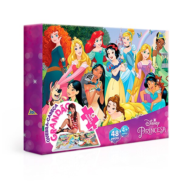 Quebra-Cabeça Grandão Princesas Disney, Peças Grandes, 48 Peças, Toyster - CX 1 UN