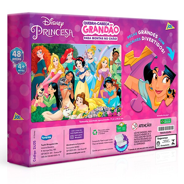 Quebra-Cabeça Grandão Princesas Disney, Peças Grandes, 48 Peças, Toyster - CX 1 UN