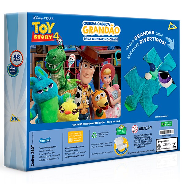 Quebra-Cabeça Grandão Toy Story 4, Peças Grandes, 48 Peças, Toyster - CX 1 UN