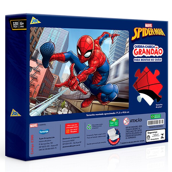 Quebra-Cabeça Grandão Homem-Aranha, Peças Grandes, 120 Peças, Toyster - CX 1 UN