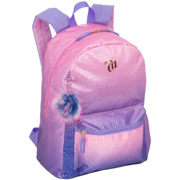 Mochila em poliéster, Capricho, Paetê, Rosa e Lilás, 075965-08, Sestini - PT 1 UN