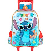 Mochila escolar em poliéster com rodas Stitch, Disney, Azul, IC42392SC0200U, Luxcel - PT 1 UN
