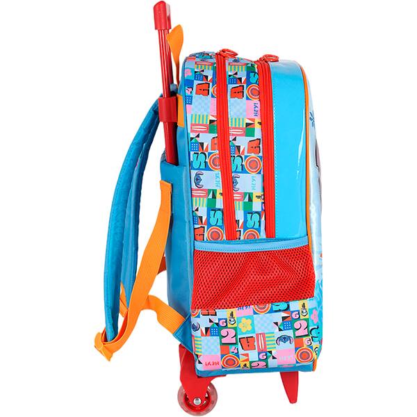 Mochila escolar em poliéster com rodas Stitch, Disney, Azul, IC42392SC0200U, Luxcel - PT 1 UN