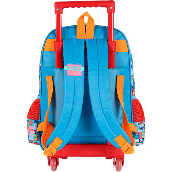 Mochila escolar em poliéster com rodas Stitch, Disney, Azul, IC42392SC0200U, Luxcel - PT 1 UN