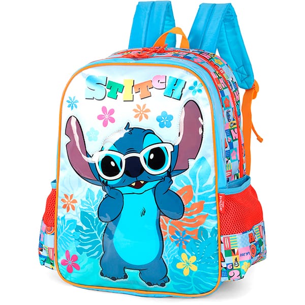 Mochila escolar em poliéster, Stitch, Luxcel - PT 1 UN