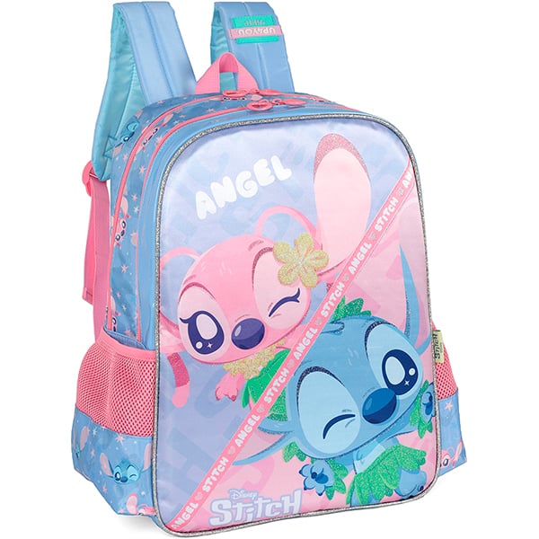 Mochila escolar em poliéster Stitch, Disney, Roxa, IS42391SC2, Luxcel - PT 1 UN