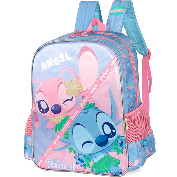 Mochila escolar em poliéster Stitch, Disney, Roxa, IS42391SC2, Luxcel - PT 1 UN