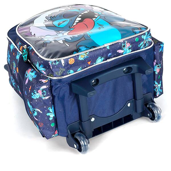 Mochila escolar em poliéster com rodas Stitch, Disney, Azul, IC42372SCKL02, Luxcel - PT 1 UN