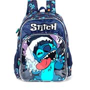 Mochila escolar em poliéster Stitch, Disney, Azul, IS42371SCKL02, Luxcel - PT 1 UN