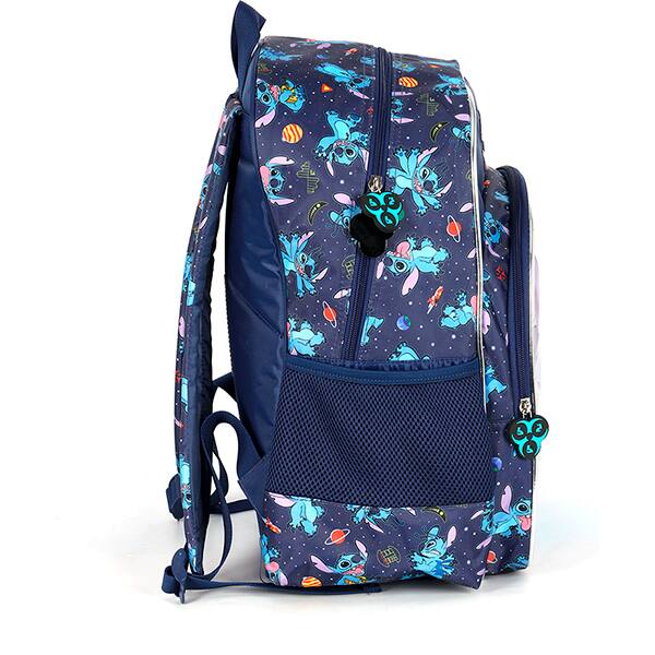 Mochila escolar em poliéster Stitch, Disney, Azul, IS42371SCKL02, Luxcel - PT 1 UN