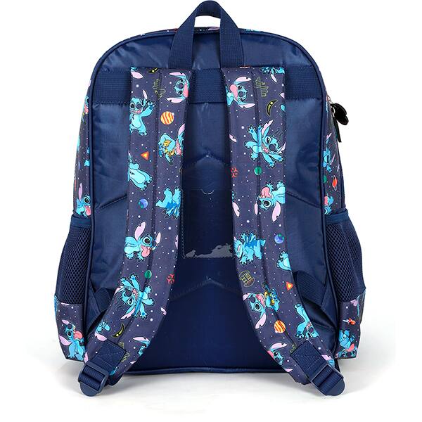 Mochila escolar em poliéster Stitch, Disney, Azul, IS42371SCKL02, Luxcel - PT 1 UN