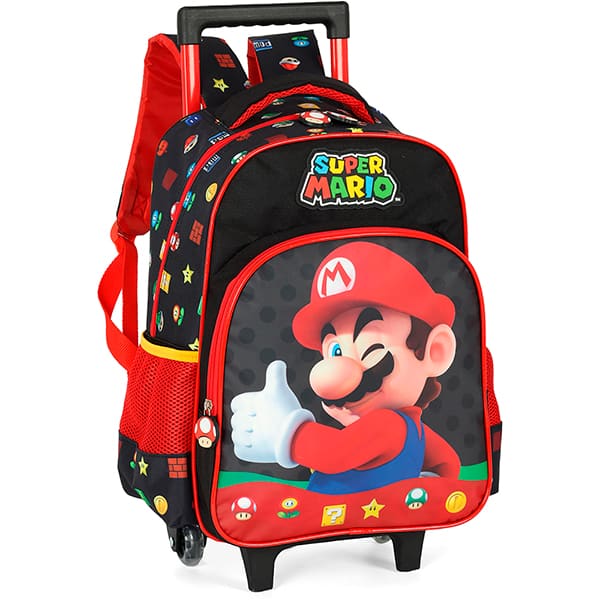Mochila escolar com rodas, Mario Bros,Preta, IC42542MO0600U, Luxcel - PT 1 UN Mochila escolar com rodas, Mario Bros,Preta, IC42542MO0600U, Luxcel - PT 1 UN