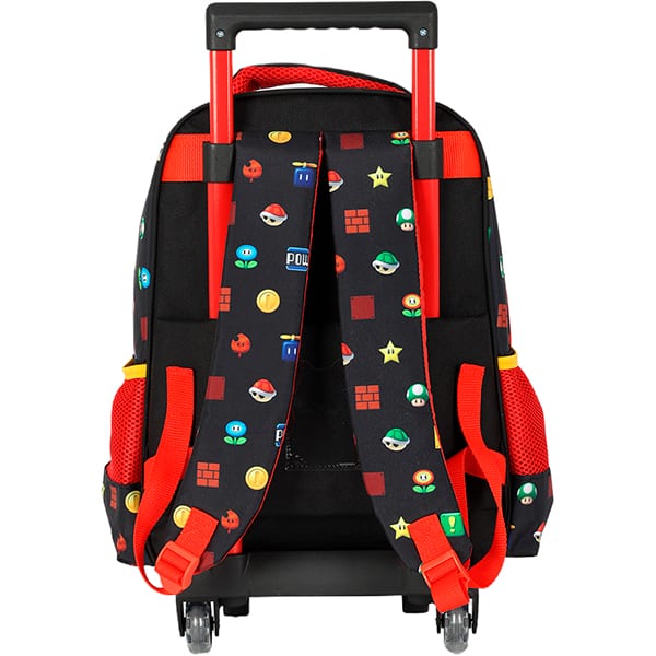 Mochila escolar com rodas, Mario Bros,Preta, IC42542MO0600U, Luxcel - PT 1 UN Mochila escolar com rodas, Mario Bros,Preta, IC42542MO0600U, Luxcel - PT 1 UN