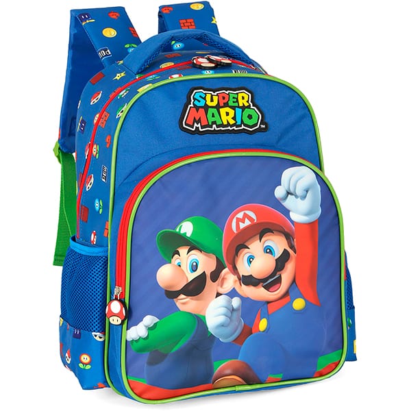 Mochila escolar em poliéster, Mario Bros, Azul, IS42541MO0, Luxcel - PT 1 UN Mochila escolar em poliéster, Mario Bros, Azul, IS42541MO0, Luxcel - PT 1 UN