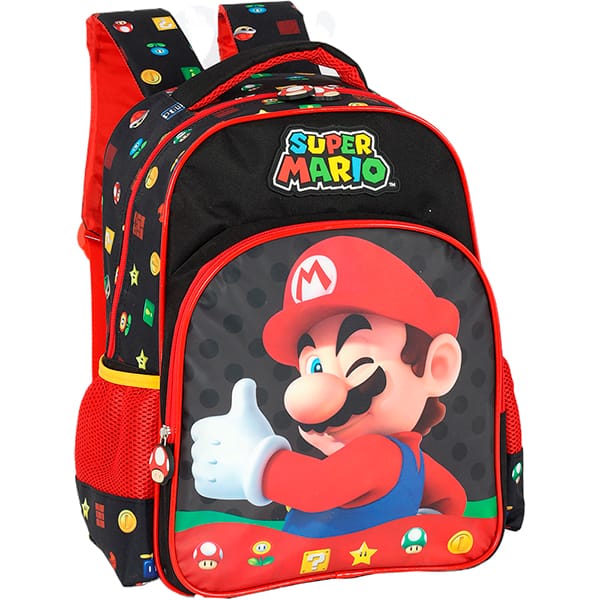 Mochila escolar em poliéster, Mario Bros, Preto, IS42541MO0, Luxcel - PT 1 UN Mochila escolar em poliéster, Mario Bros, Preto, IS42541MO0, Luxcel - PT 1 UN