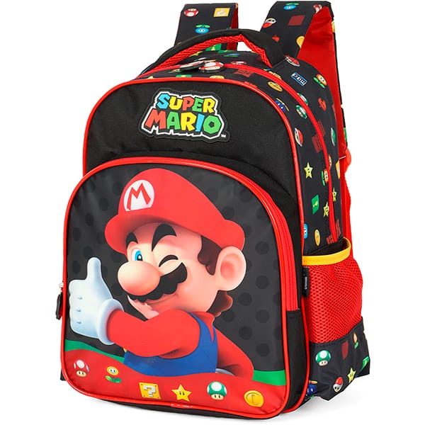 Mochila escolar em poliéster, Mario Bros, Preto, IS42541MO0, Luxcel - PT 1 UN Mochila escolar em poliéster, Mario Bros, Preto, IS42541MO0, Luxcel - PT 1 UN